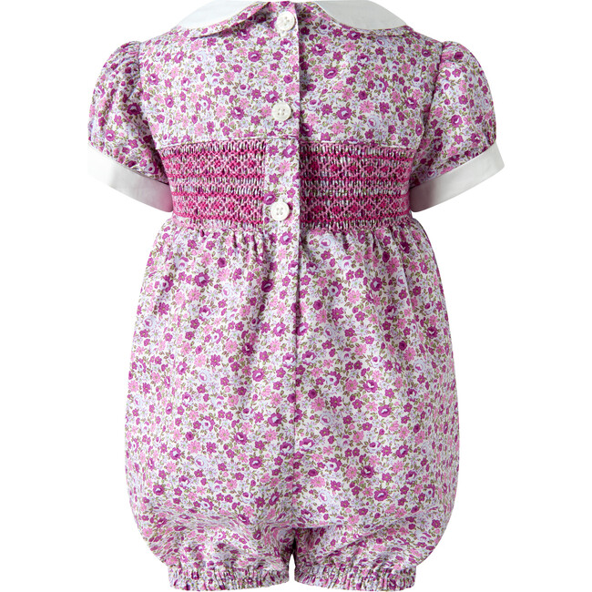Ditsy Floral Smocked Babysuit, Purple