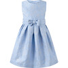 Damask Party Dress, Blue - Dresses - 1 - thumbnail