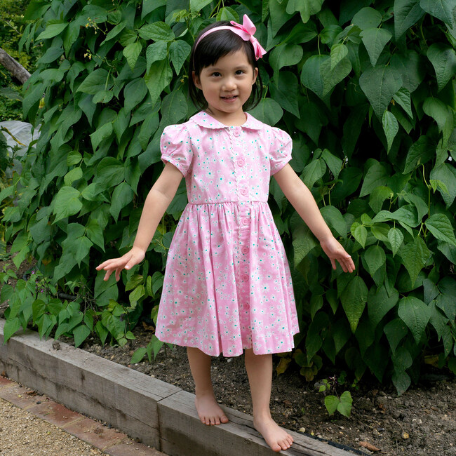 Daisy Button-Front Dress, Pink - Dresses - 3