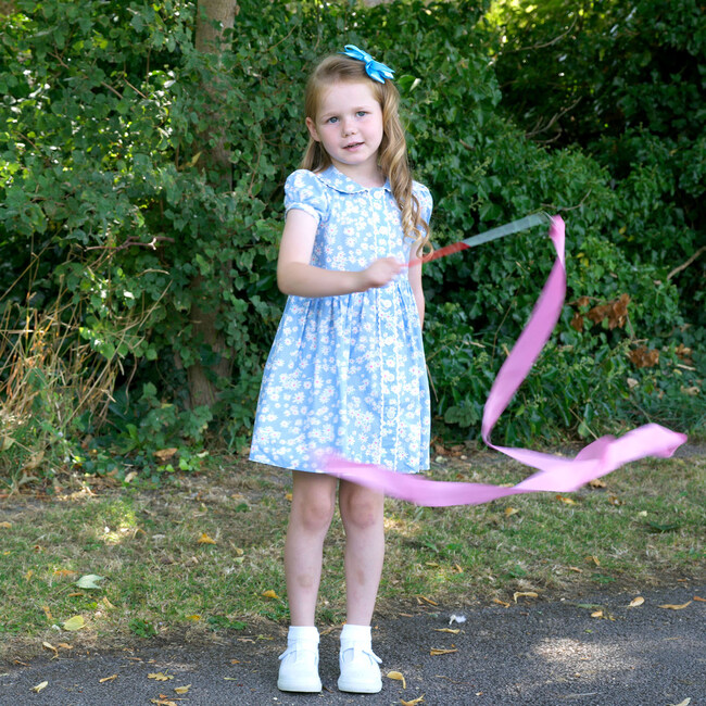 Daisy Button-Front Dress, Blue - Dresses - 3