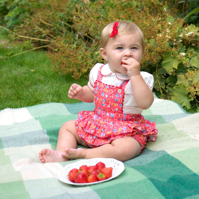 Cherry Dungaree and Blouse Set, Red - Rompers - 3