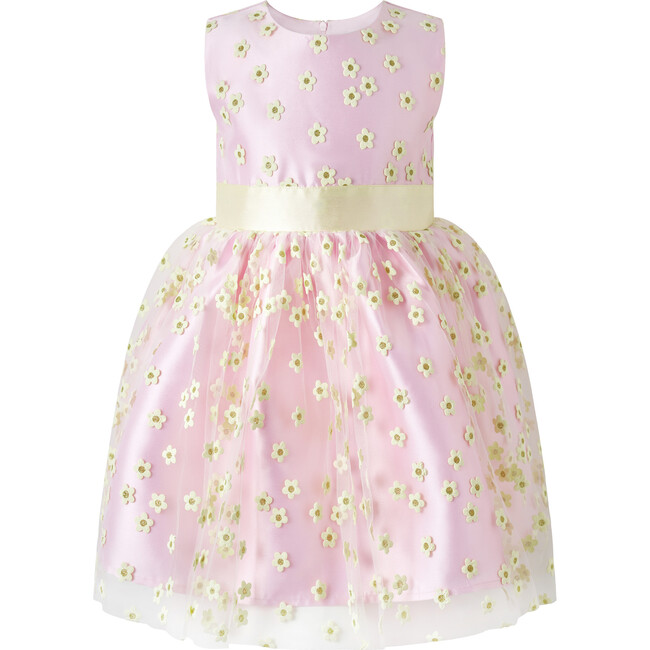 3D Daisy Tulle Party Dress, Pink