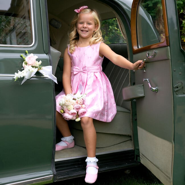 Bow Damask Dress, Pink - Dresses - 3