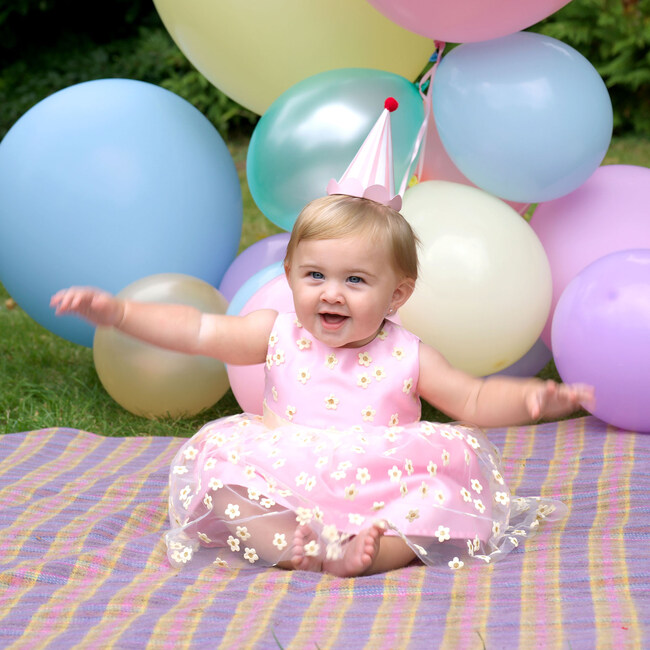 Baby 3D Daisy Tulle Party Dress, Pink - Dresses - 3