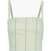 The Miranda Top, Green Jacquard Stripe - Blouses - 1 - thumbnail