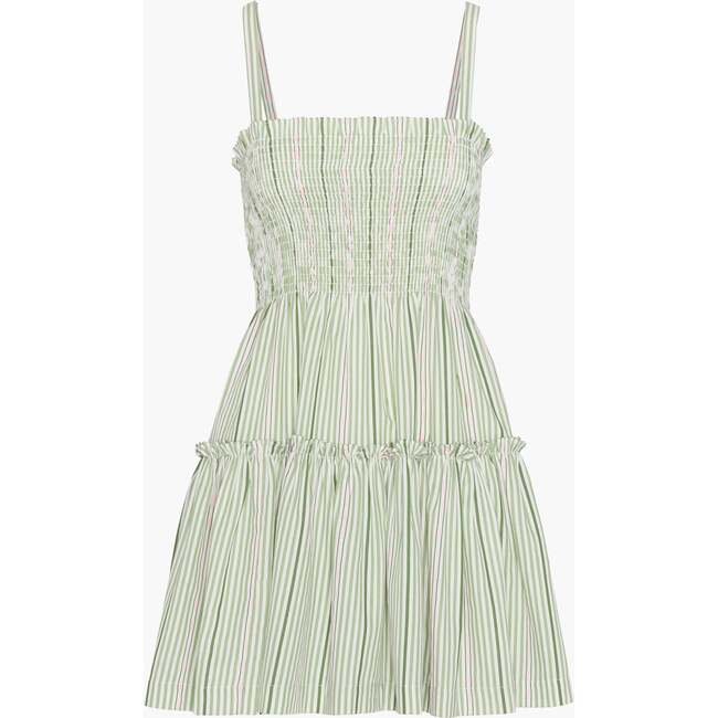 The Seraphina Mini Nap Dress, Green Jacquard Stripe