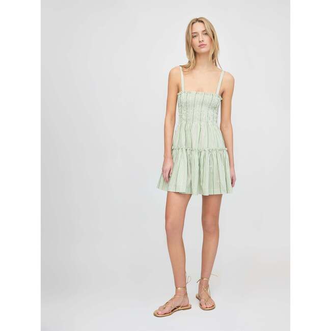The Seraphina Mini Nap Dress, Green Jacquard Stripe