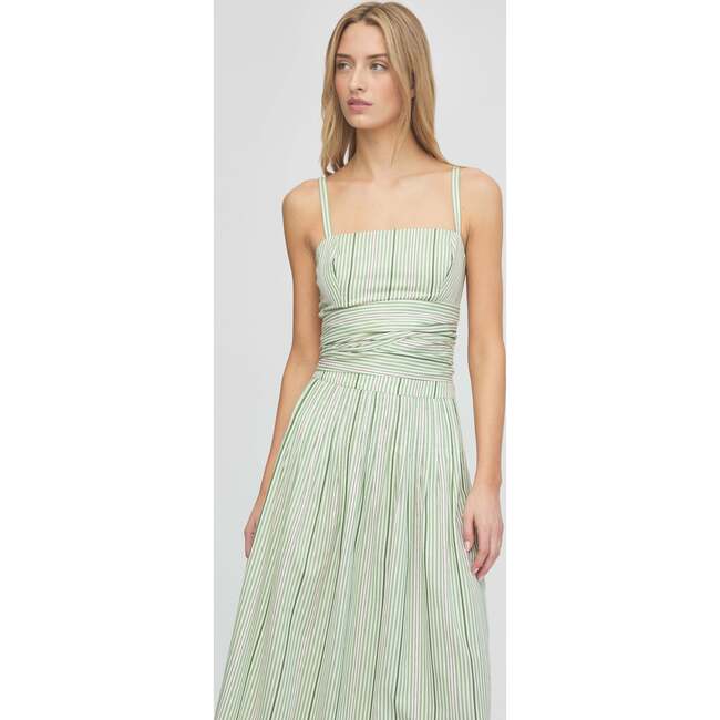 The Miranda Top, Green Jacquard Stripe - Blouses - 3