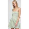 The Seraphina Mini Nap Dress, Green Jacquard Stripe - Dresses - 3