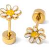 Mini Daisy Stud Earrings, White - Earrings - 1 - thumbnail