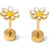 Mini Daisy Stud Earrings, White - Earrings - 3