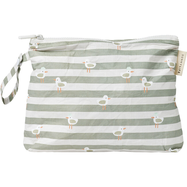 Kids Wet Bag: Sammy the Seagull, Green Stripe