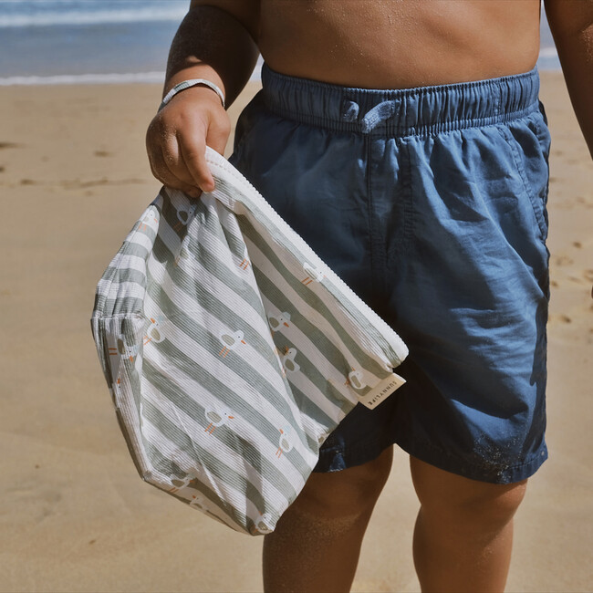 Kids Wet Bag: Sammy the Seagull, Green Stripe