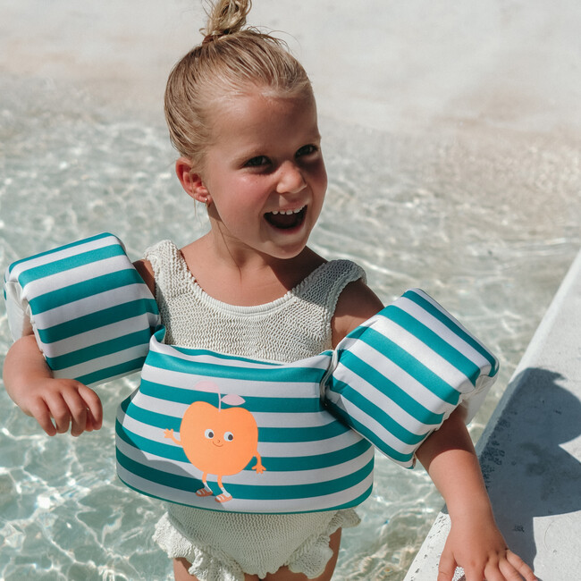 Floatie Jacket: 3-6Y - Poppy the Peach, Green Stripe