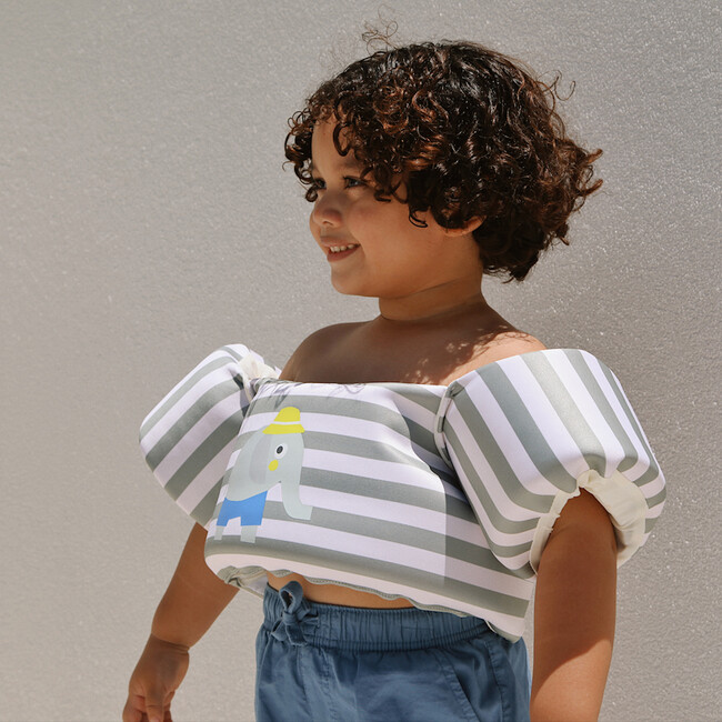 Floatie Jacket: 3-6Y - Eli the Elephant, Green Stripe