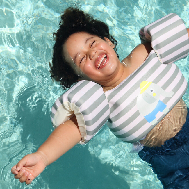 Floatie Jacket: 3-6Y - Eli the Elephant, Green Stripe - Pool Floats - 4