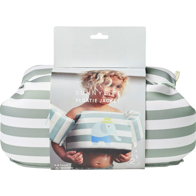 Floatie Jacket: 3-6Y - Eli the Elephant, Green Stripe - Pool Floats - 6