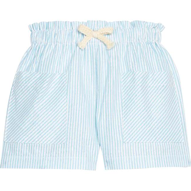 Patch Pocket Shorts, Aqua Sparkle Seersucker