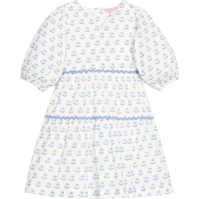 Madaket Dress, Blue Tulip Block Print