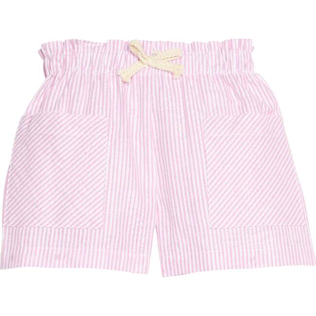 Patch Pocket Shorts, Pink Sparkle Seersucker