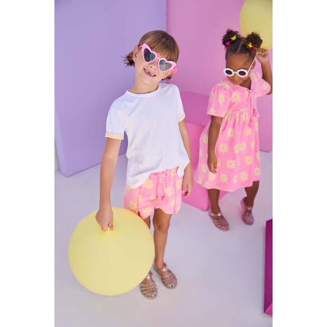 Pom Pom Terry Shorts, Pink Floral Terry