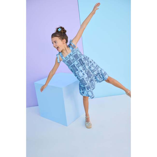 Wide Strap Lucy Dress, Boho Blue