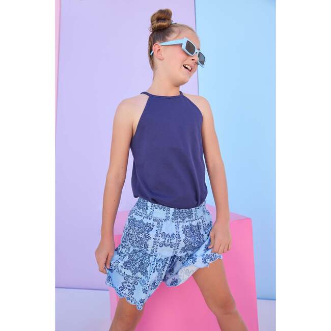 Two Tiered Skort, Boho Blue - Skirts - 3