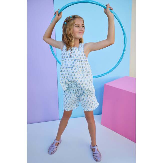 Keystone Top, Blue Tulip Block Print - Blouses - 3