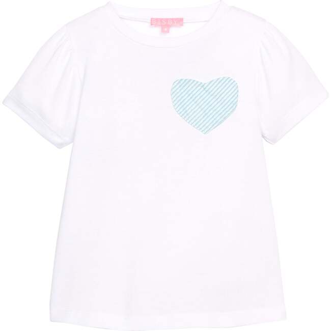 Essential Tee, Aqua Seersucker Heart