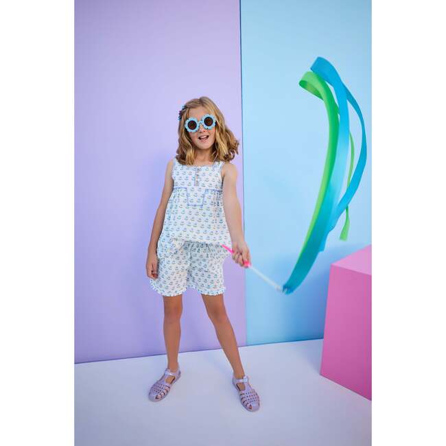 Keystone Top, Blue Tulip Block Print - Blouses - 4