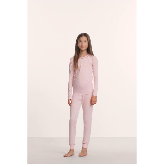 Kids TENCEL™ Modal Unisex Long PJ Set, PALE PINK/FIG