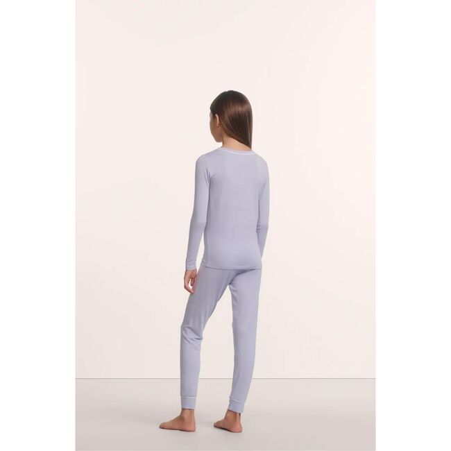 Kids TENCEL™ Modal Unisex Long PJ Set, LAVENDER DUSK/IVORY