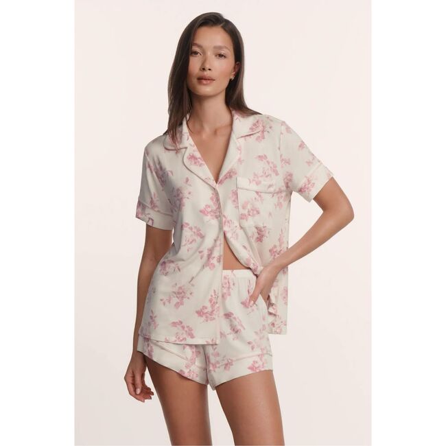 Gisele Printed TENCEL™ Modal Relaxed Short PJ Set, ROSE GARDEN CAMEO PINK/PALE PI