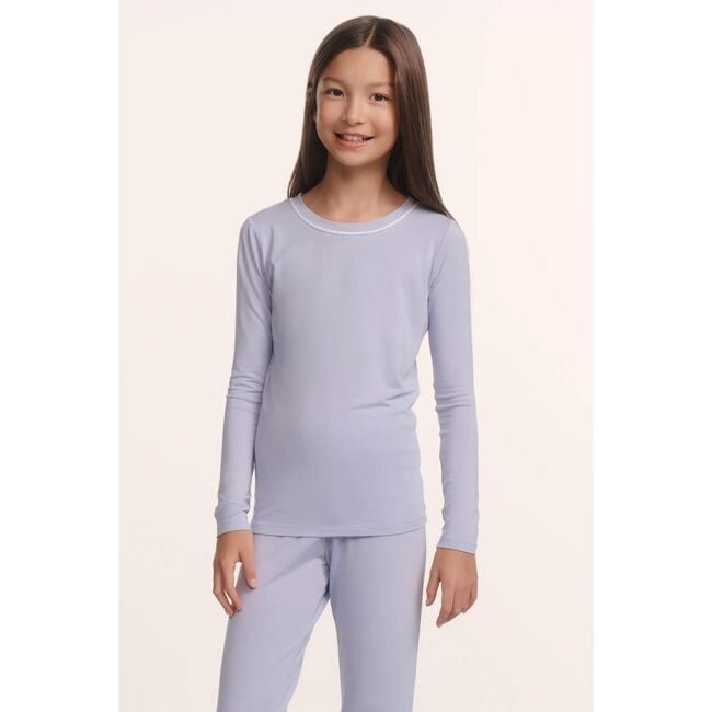 Kids TENCEL™ Modal Unisex Long PJ Set, LAVENDER DUSK/IVORY - Pajamas - 3