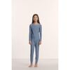 Kids Printed TENCEL™ Modal Unisex Long PJ Set, DUO STRIPE SLATE BLUE/IVORY - Pajamas - 2 - thumbnail