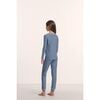 Kids Printed TENCEL™ Modal Unisex Long PJ Set, DUO STRIPE SLATE BLUE/IVORY - Pajamas - 3 - thumbnail