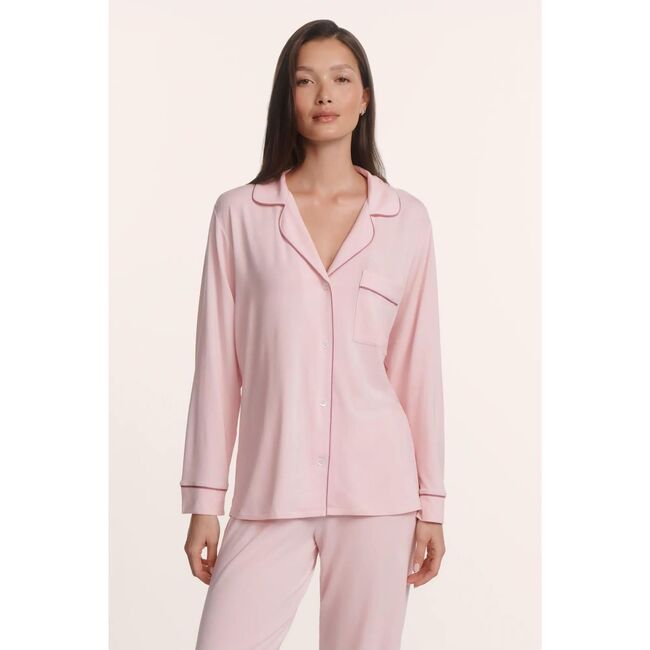 Gisele TENCEL™ Modal Long PJ Set, PALE PINK/FIG - Pajamas - 3
