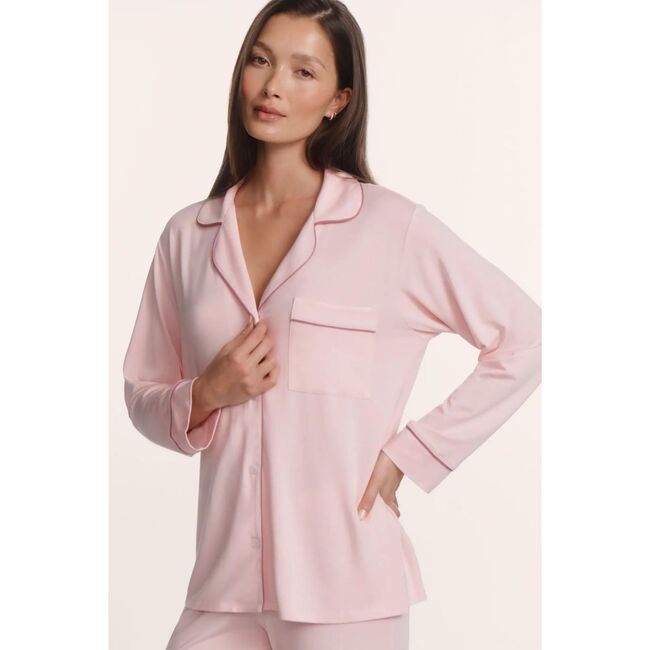 Gisele TENCEL™ Modal Long PJ Set, PALE PINK/FIG - Pajamas - 4