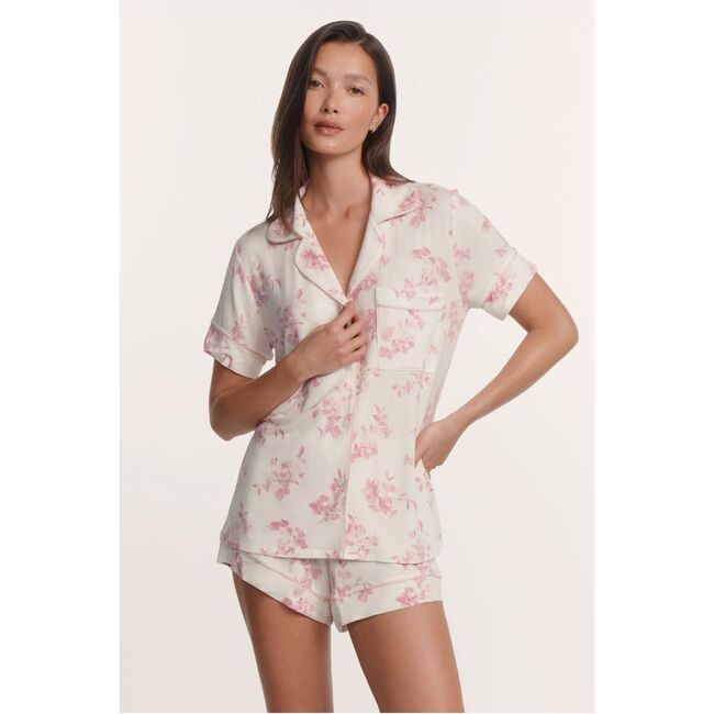 Gisele Printed TENCEL™ Modal Relaxed Short PJ Set, ROSE GARDEN CAMEO PINK/PALE PI - Pajamas - 4