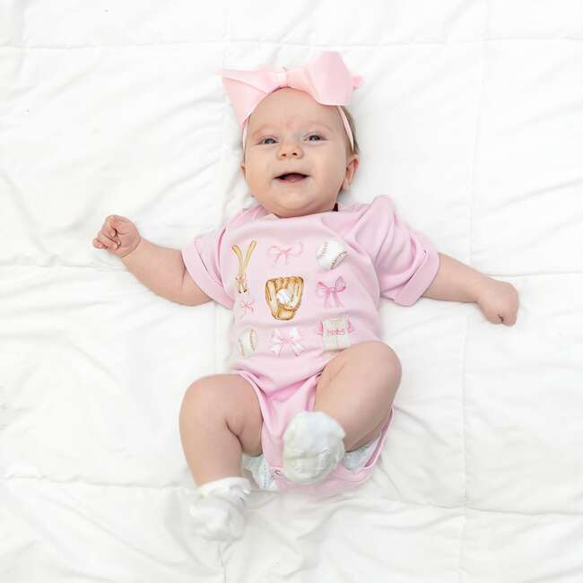 Baseball Cutie Short Sleeve Romper, Ballet - Rompers - 4