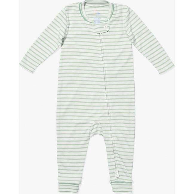 Ziggy Zip Romper, Dusty Seafoam Mini Stripe