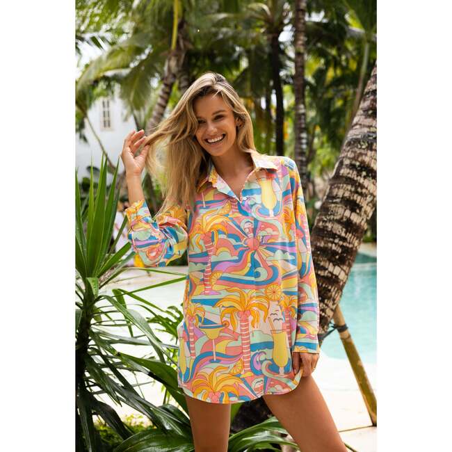 The Paradiso, Women's Long Sleeve Resort Shirt, Yellow - Shirts - 6