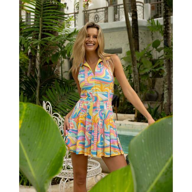 The Paradiso, Retro Pleated Tennis Dress, Yellow - Dresses - 6