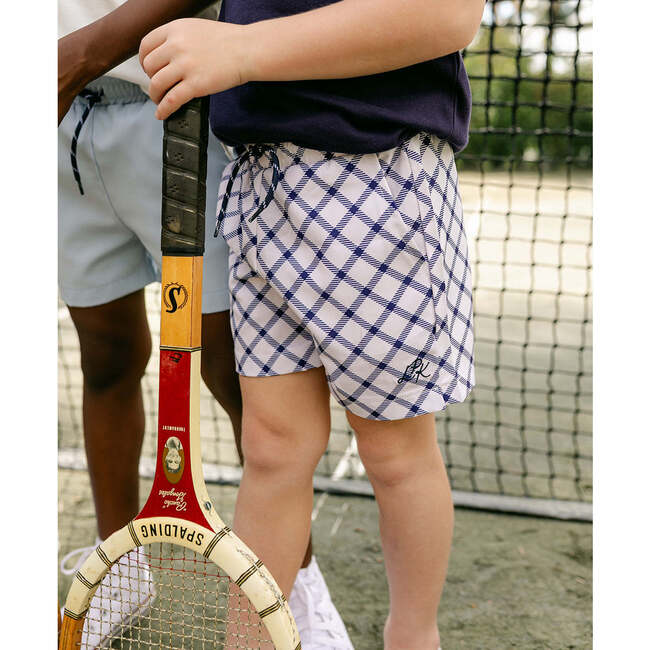 Harrison Sport Short, Navy Cross Plaid
