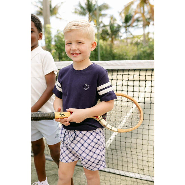 Harrison Sport Short, Navy Cross Plaid