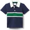 Archie Polo, Navy w/White & Green - Polo Shirts - 1 - thumbnail