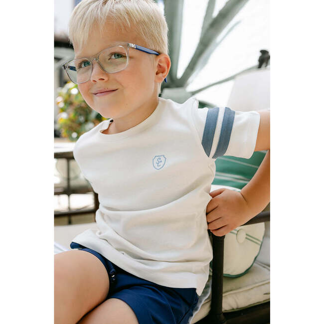 Lucas Tee, Off-White w/Stormy Blue - T-Shirts - 4