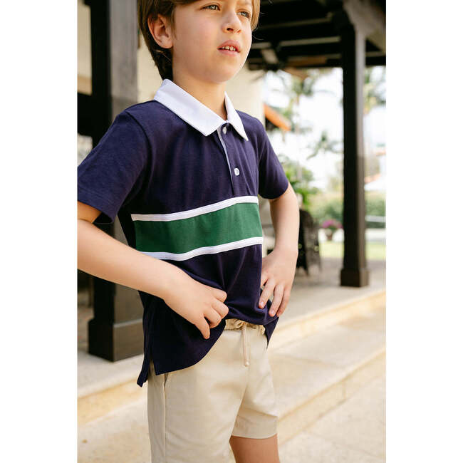 Archie Polo, Navy w/White & Green - Polo Shirts - 4
