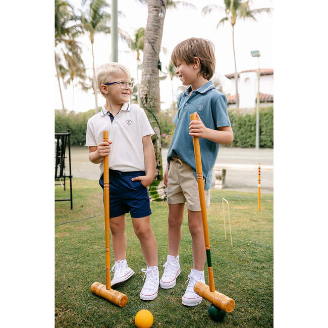 Archie Polo, Off-White w/Stormy Blue - Polo Shirts - 3