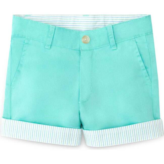Wyatt Shorts, Gibbs Hill Green with Seaside Seersucker Cuffs